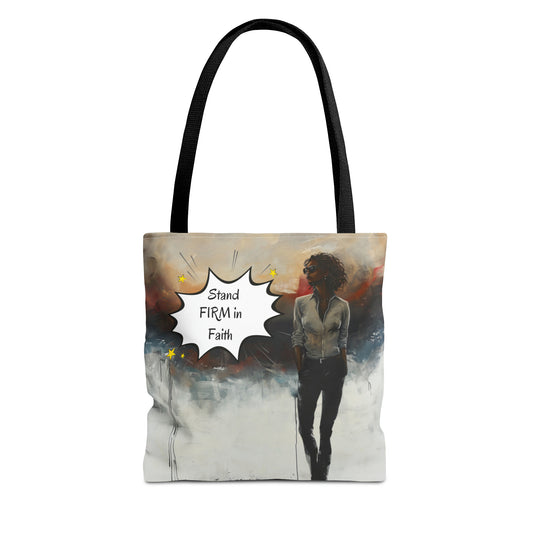 Stand Firm in Faith Tote Bag (AOP)